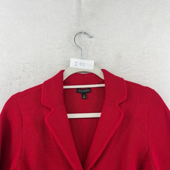 Talbots Blazer Jacket Womens S Red Ruffle Trim Business Casual Button Up Classic - Picture 12 of 12